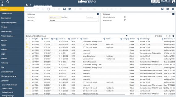 Archivierung von E-Mails im Cloud-ERP-System SilverERP, dem online ERP-System für kleine und mittelständige Unternehmen